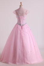 Load image into Gallery viewer, Sweetheart Beaded Bodice Quinceanera Dresse Tulle Floor Length