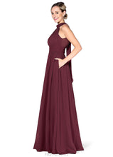 Load image into Gallery viewer, Iyana Sleeveless Floor Length Natural Waist A-Line/Princess Scoop Bridesmaid Dresses