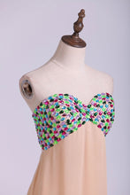 Load image into Gallery viewer, Multi Color Beadwork &amp; Beaded Straps Connecting Across The Center Of The Back Prom Dresses