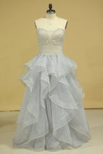 Load image into Gallery viewer, Plus Size Strapless Prom Dresses Organza With Beading Floor Length