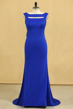 Load image into Gallery viewer, Plus Size Prom Dresses Square Neckline Sweep Train With Bow-Knot Dark Royal Blue