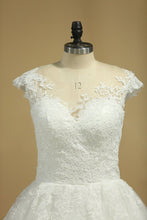 Load image into Gallery viewer, Scoop Wedding Dresses Tulle With Applique Court Train A Line