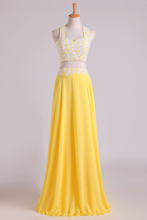 Load image into Gallery viewer, New Arrival Halter Prom Dresses A-Line With Applique Chiffon