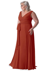 Mariana Natural Waist A-Line/Princess V-Neck Floor Length Sleeveless Bridesmaid Dresses