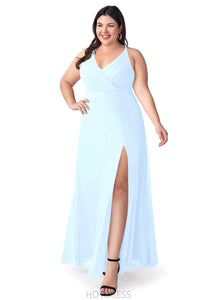 Emely Natural Waist A-Line/Princess Floor Length Spaghetti Staps Sleeveless Bridesmaid Dresses