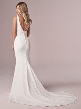 Load image into Gallery viewer, Satin Elegant V Neck Mermaid Beach Wedding Dresses Minimalist Gown