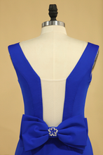 Load image into Gallery viewer, Plus Size Prom Dresses Square Neckline Sweep Train With Bow-Knot Dark Royal Blue