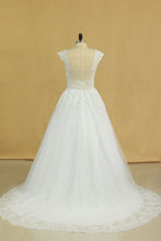 Load image into Gallery viewer, Plus Size Bridal Dresses A-Line Off The Shoulder Tulle Court Train White Zipper Back