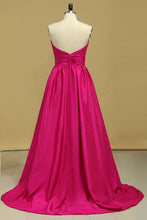 Load image into Gallery viewer, Plus Size A Line Prom Dresses Sweetheart Fuchsia Sweep/Brush Taffeta Zipper Back