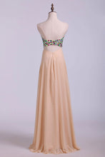 Load image into Gallery viewer, Multi Color Beadwork &amp; Beaded Straps Connecting Across The Center Of The Back Prom Dresses