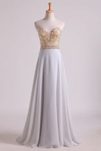 Load image into Gallery viewer, Prom Dresses Sweetheart A Line With Beads Floor Length Chiffon